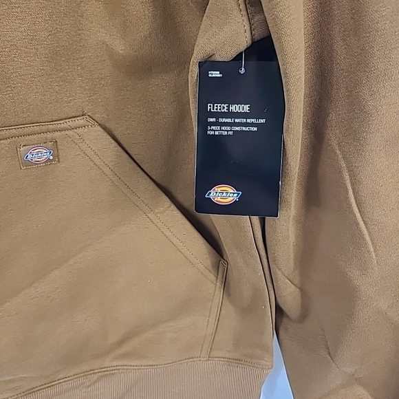 Dickies Men's Brown Hoodie Water Repellent Sleeve Logo Sweatshirt Sz L NWT - Picture 3 of 6
